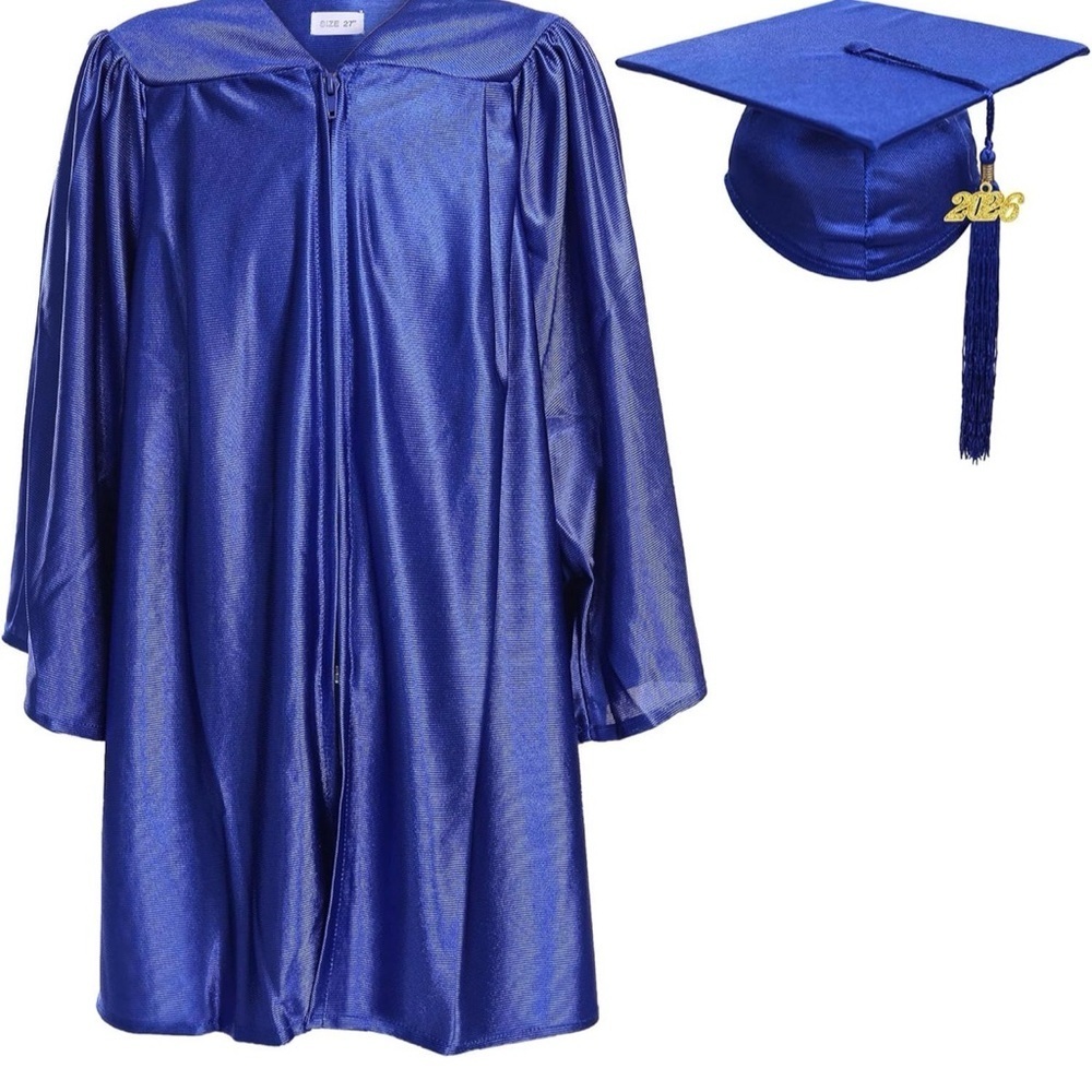 Kindergarten Blue Graduation Cap and Gown Size 24"